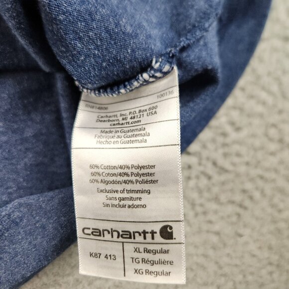 Carhartt Shirt Men's Extra Large Blue Original Fit Short Sleeve Pocket Workwear - Picture 7 of 9
